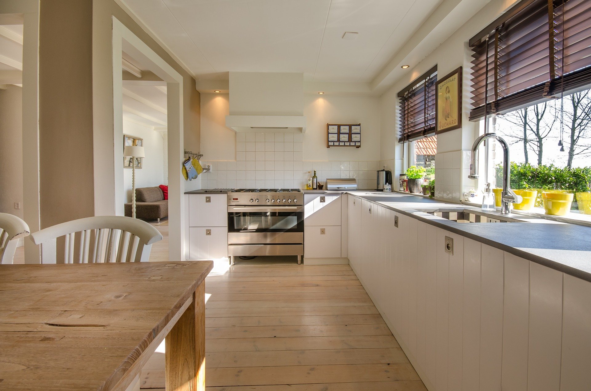 kitchen with wooden floors
